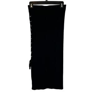 Black Tape Womens Side Tie Pull-On Stretch Knit Bodycon Black Maxi Skirt Small